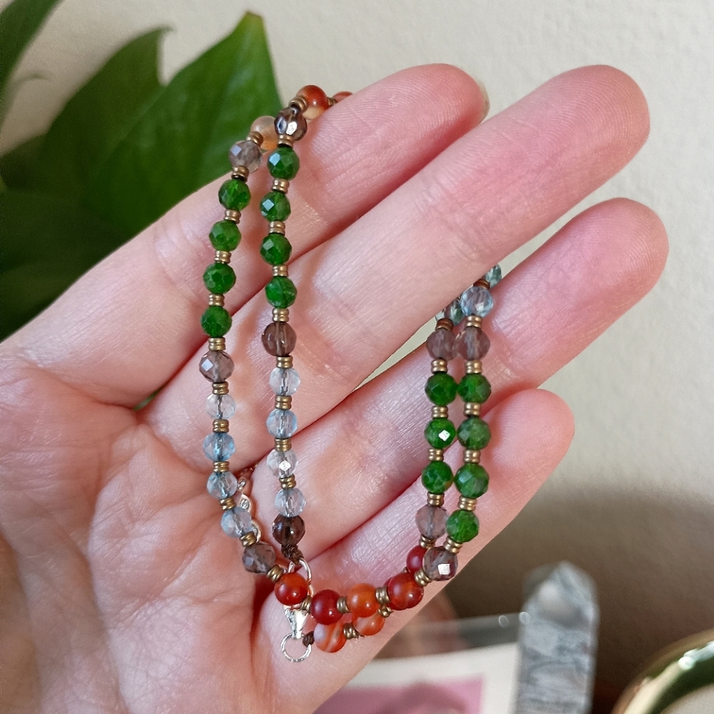 Multi Gemstone Double Wrap Bracelet